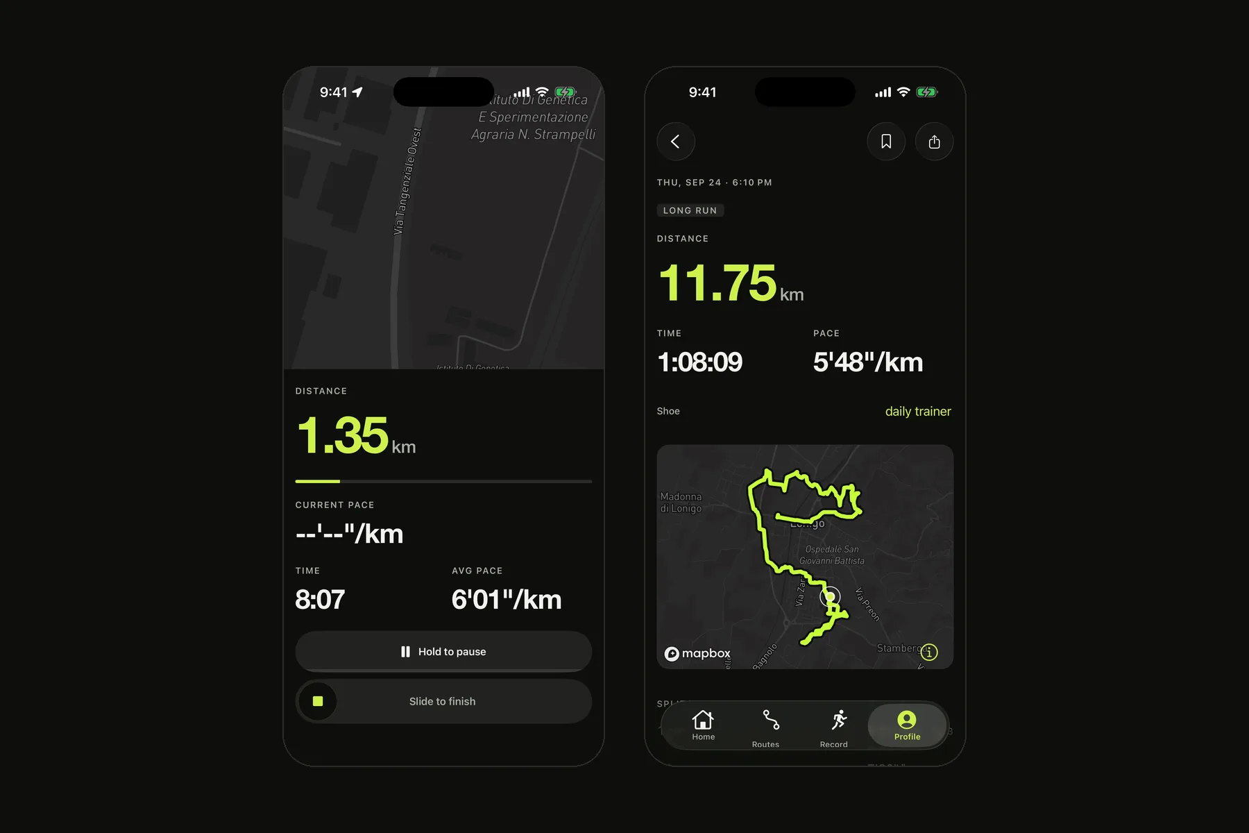Active run and recorded run detail
